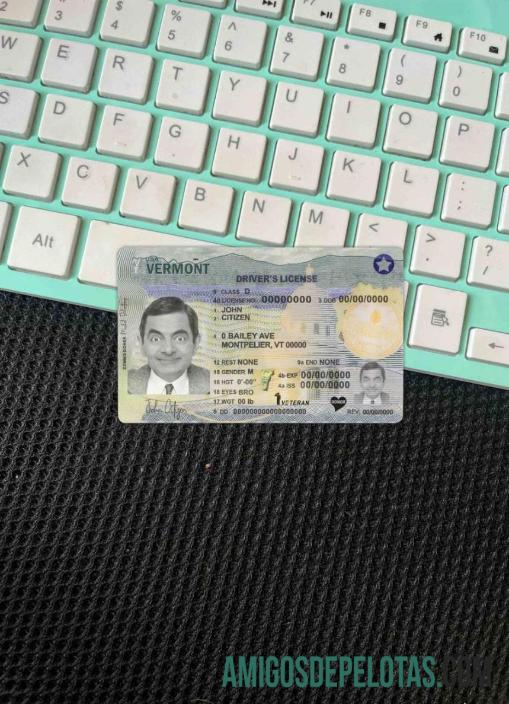 imprimível Modelo de carteira de motorista dos EUA em Vermont em formato PSD (2019 - presente) Photolook FRONT